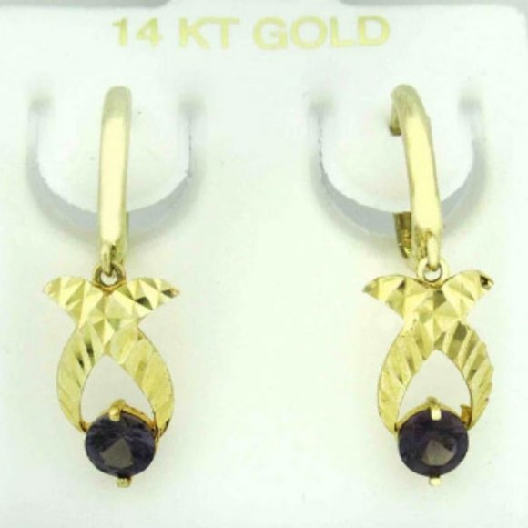 Alexandrite Dangling Earrings 14k Gold
